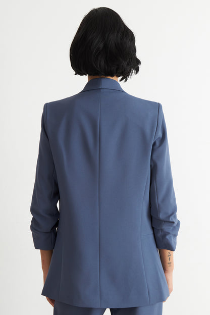 Blazer Manga 3/4 Ajustado con Solapas Azul