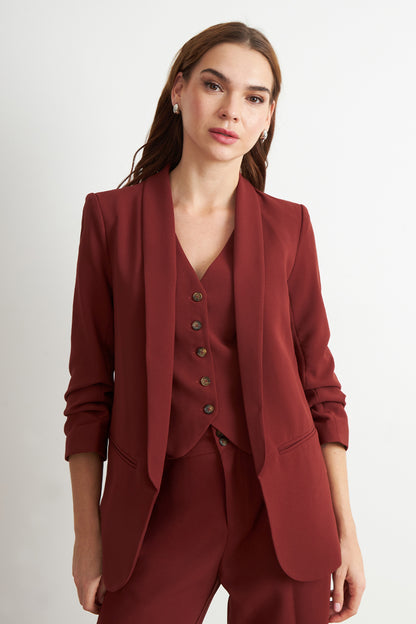 Blazer Manga 3/4 Ajustado con Solapas Óxido