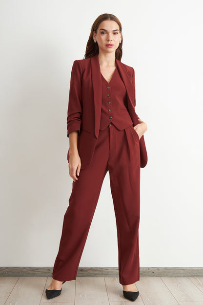 Blazer Manga 3/4 Ajustado con Solapas Óxido