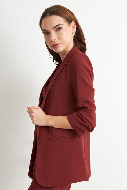 Blazer Manga 3/4 Ajustado con Solapas Óxido