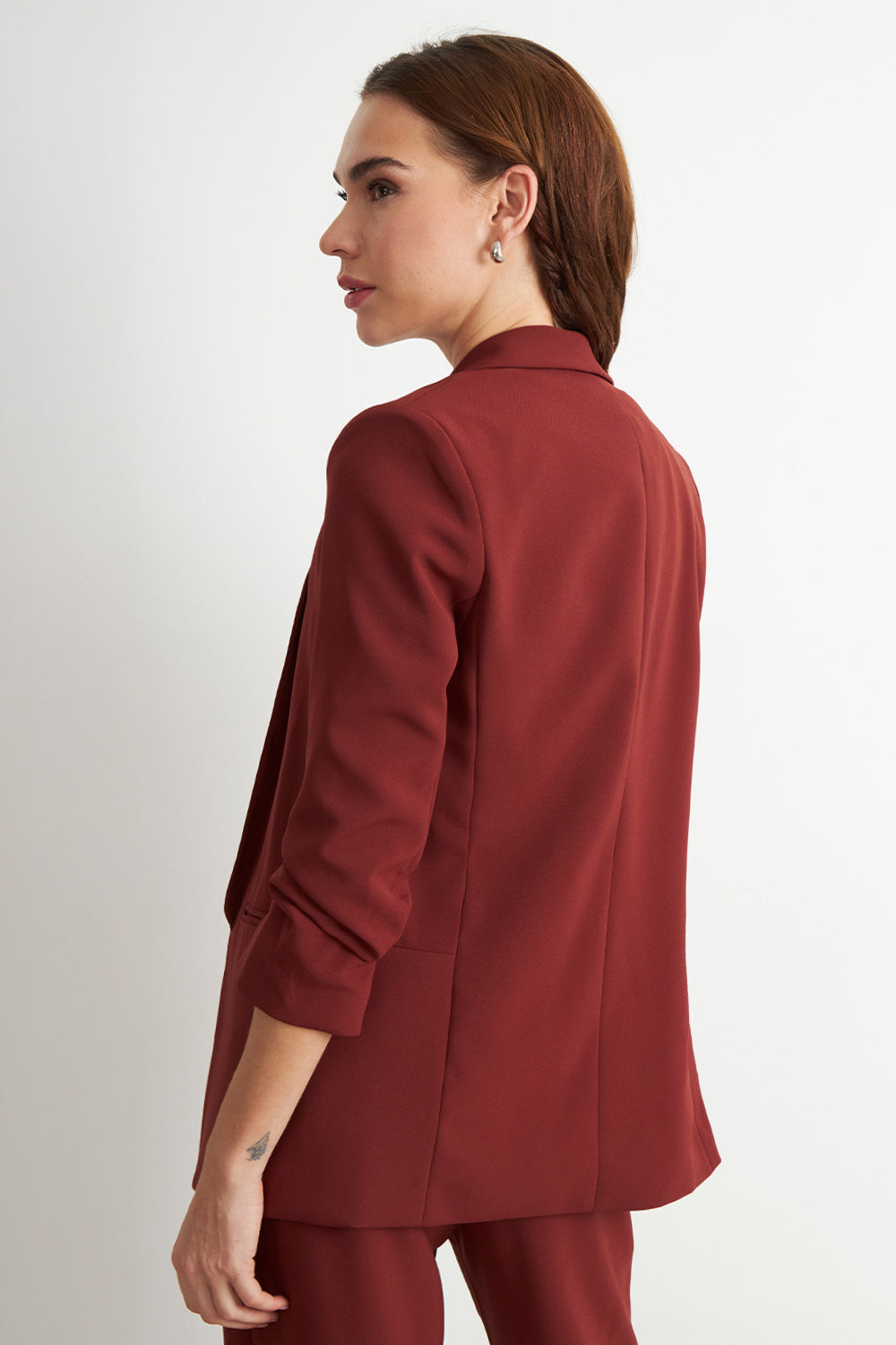 Blazer Manga 3/4 Ajustado con Solapas Óxido