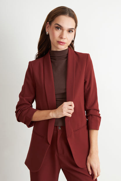 Blazer Manga 3/4 Ajustado con Solapas Óxido