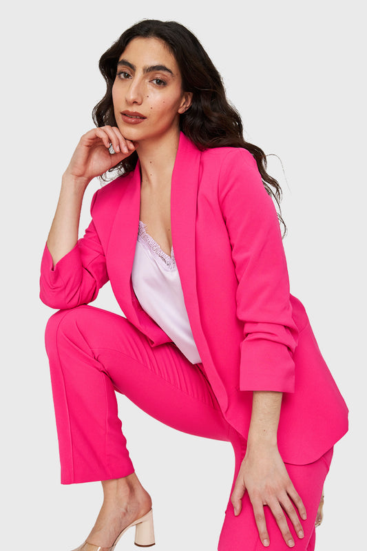 Blazer Manga 3/4 Con Pliegues Fucsia
