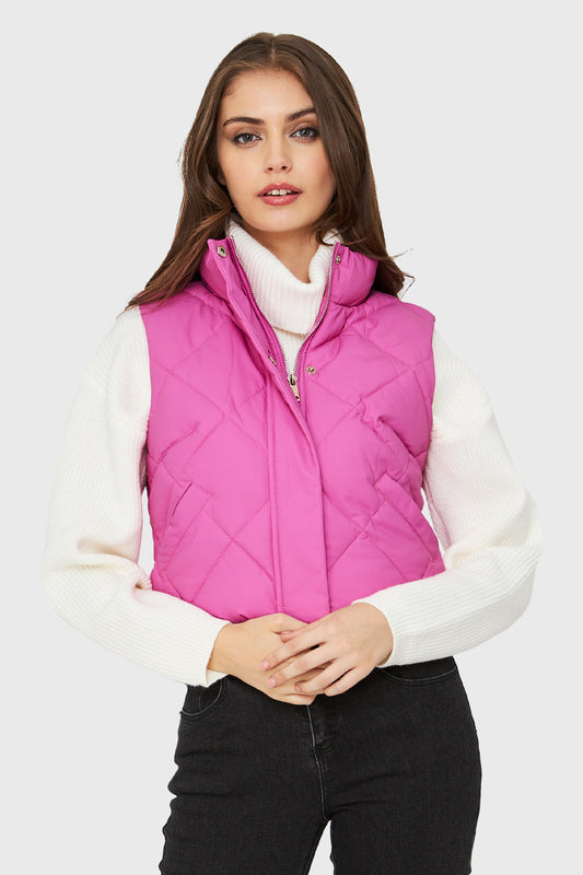 Parka Corta Sin Mangas Fucsia
