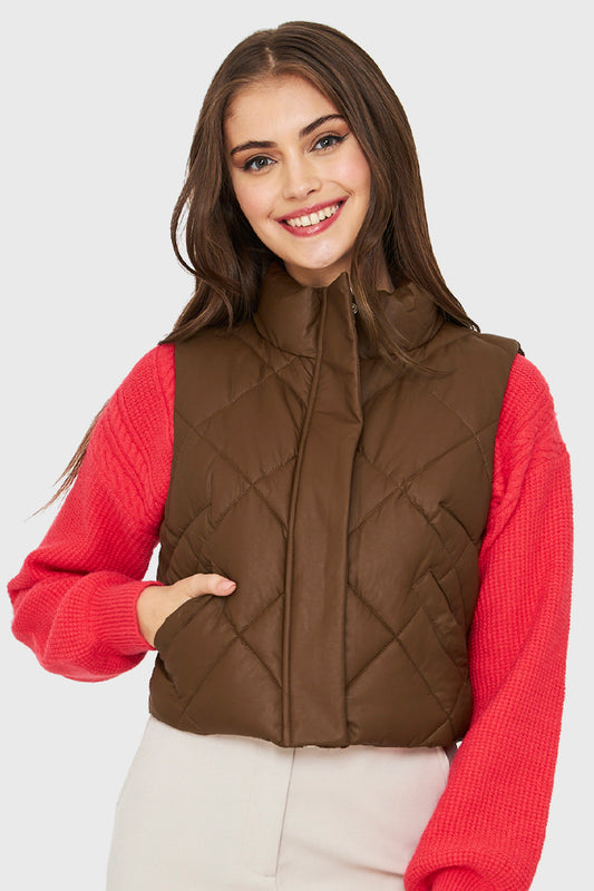 Parka Corta Sin Mangas Café