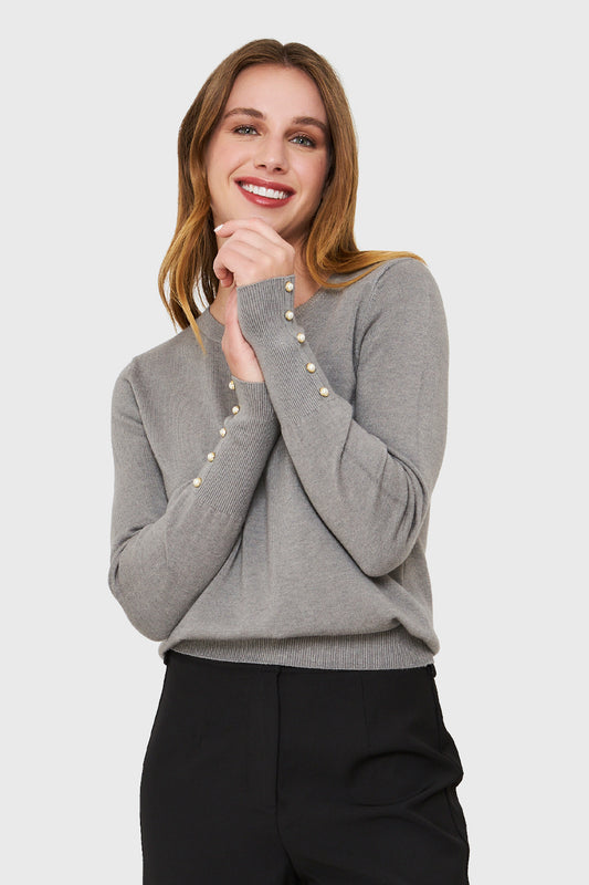 Sweater Detalle Perla Gris