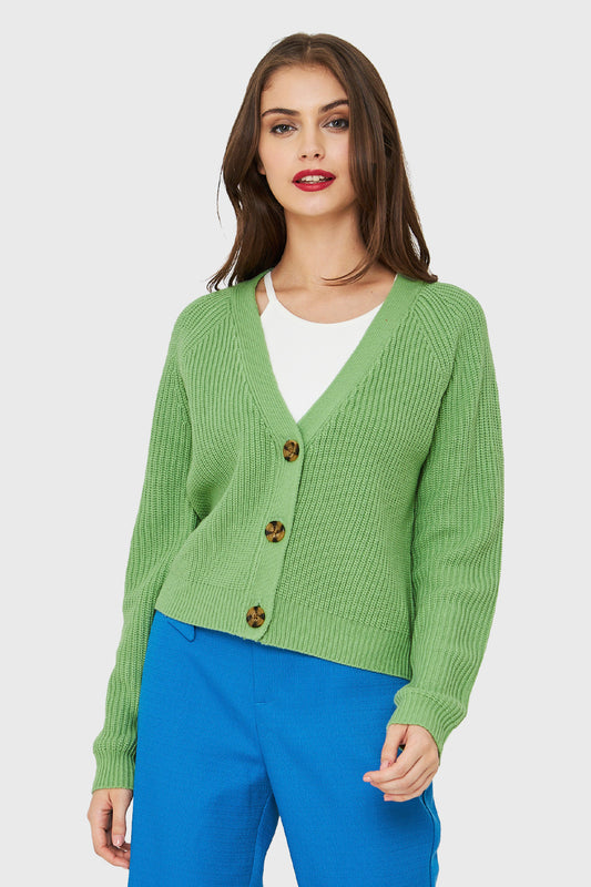 Cárdigan Manga Ranglán Verde Claro
