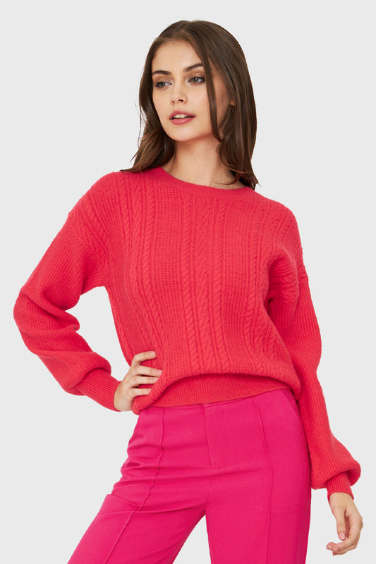 Sweater Corto Trenzas Coral