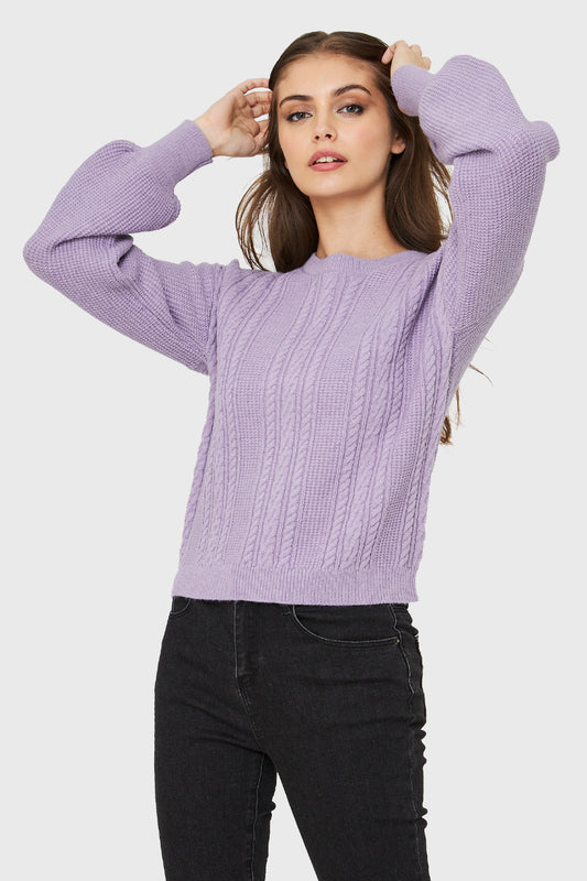 Sweater Corto Trenzas Lila