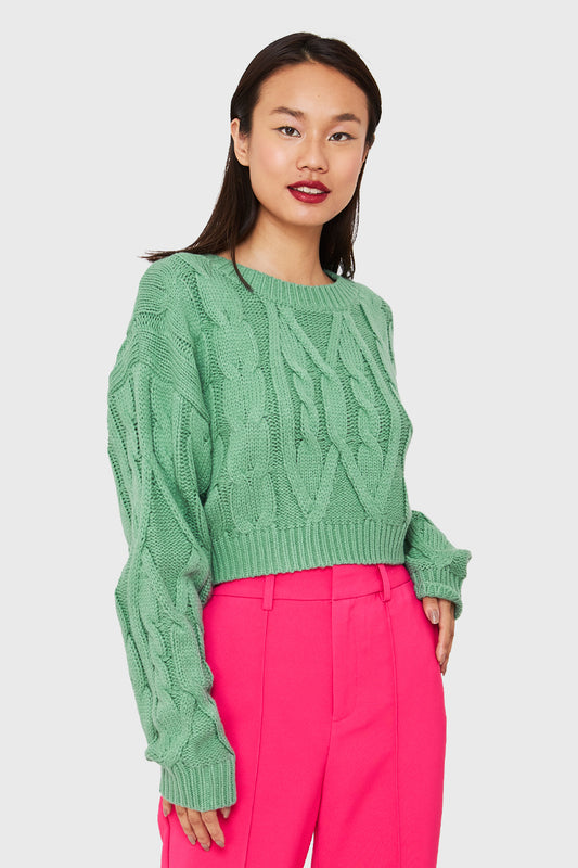 Sweater Crop Trenzado Menta