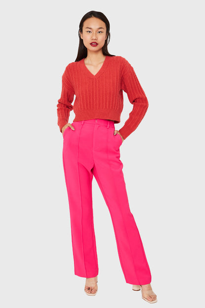 Sweater Crop Cuello V Naranjo