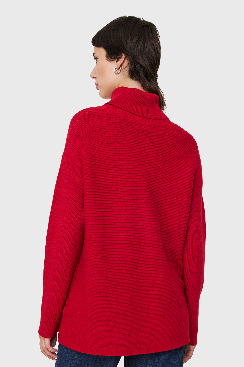 Sweater Cuello Beatle Acanalado Rojo