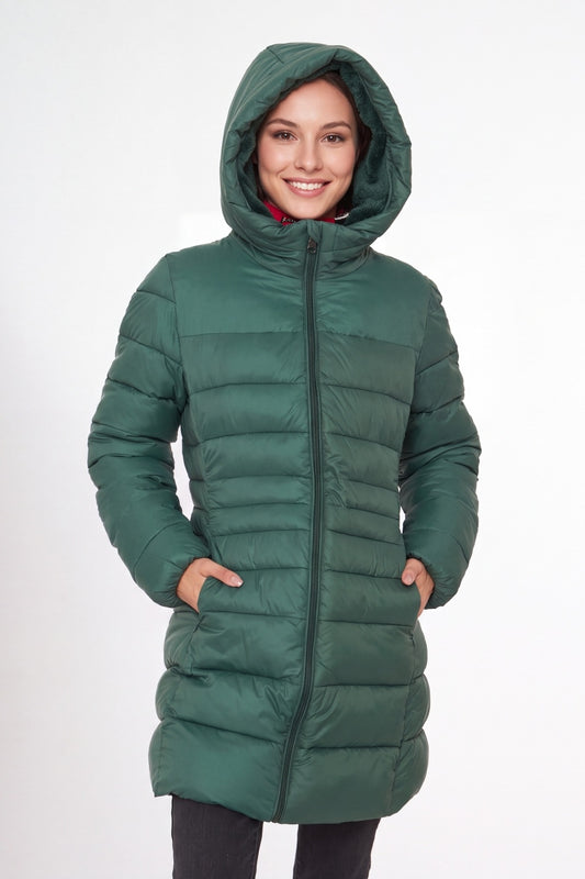 Parka Midi Gorro Polar Verde
