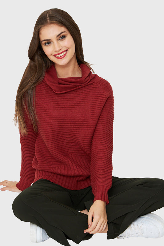 Sweater Cuello Tortuga Acanalado Óxido