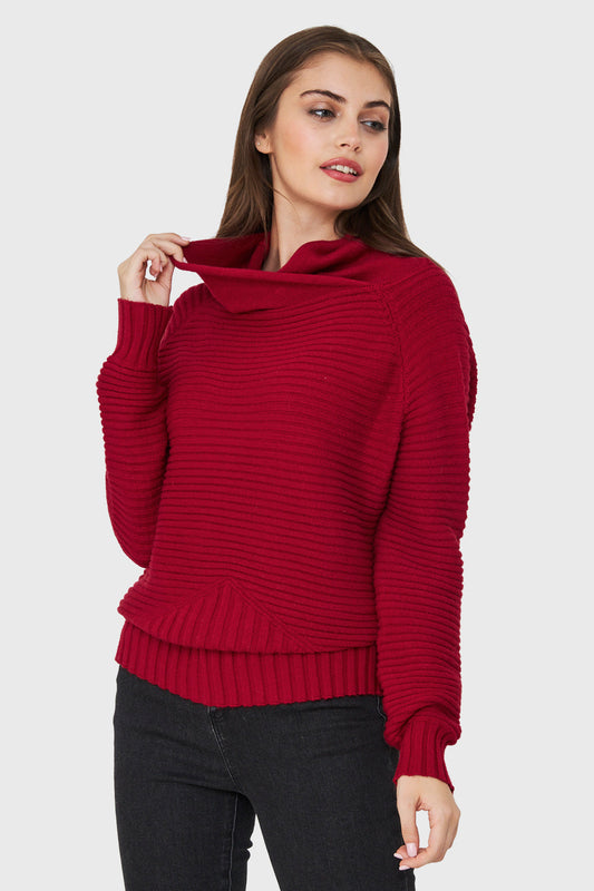 Sweater Cuello Tortuga Canalé Rojo