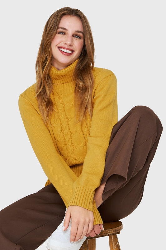 Sweater Tipo Cadeneta Mostaza