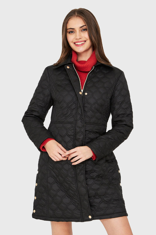 Parka Tipo Quilt Negro