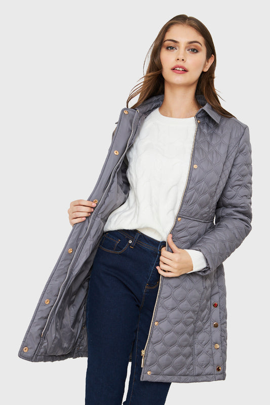 Parka Tipo Quilt Gris