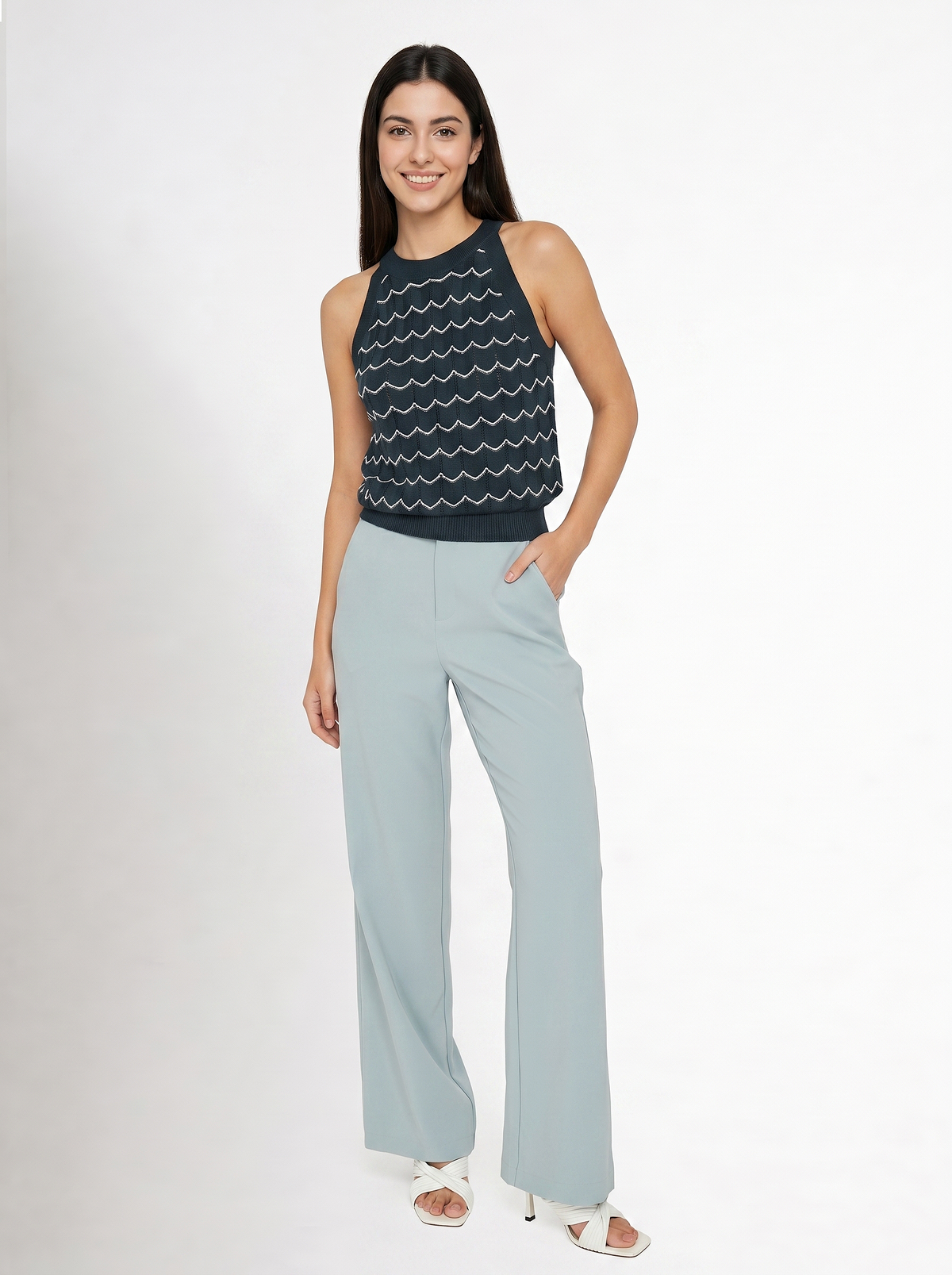 Pantalón Pierna Ancha Celeste