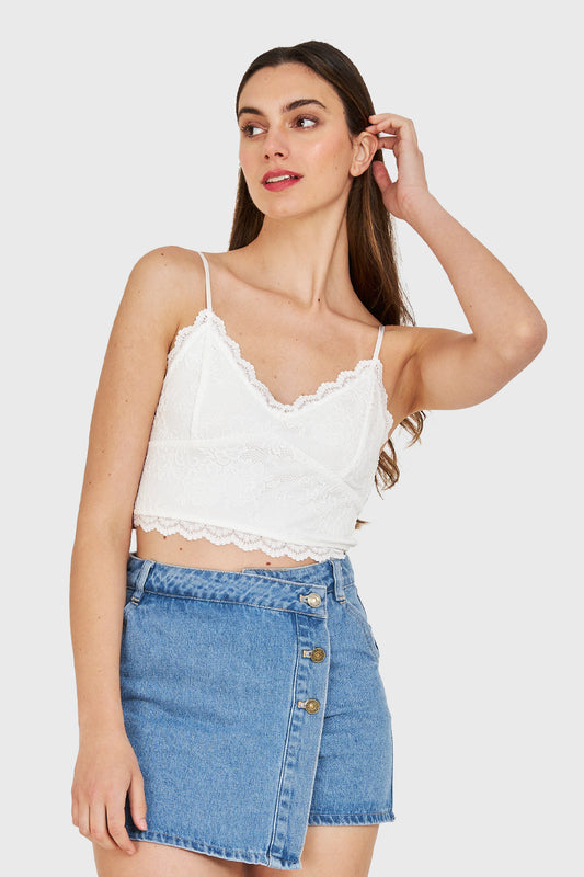Crop Top Encaje Blanco