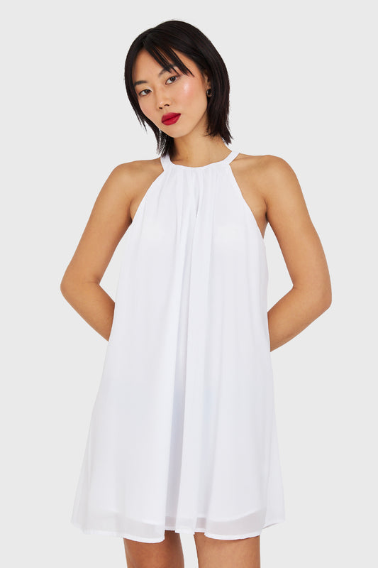 Vestido Corto Cuello Halter Blanco
