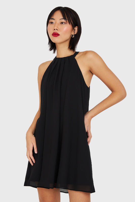 Vestido Corto Cuello Halter Negro