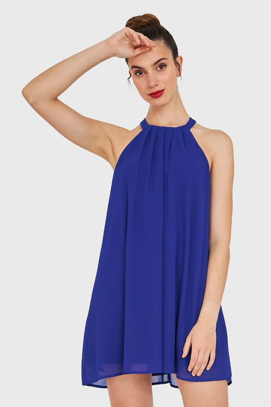 Vestido Corto Halter Azul Rey