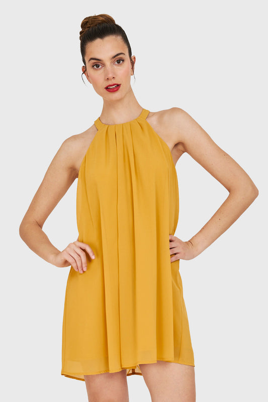 Vestido Corto Halter Amarillo