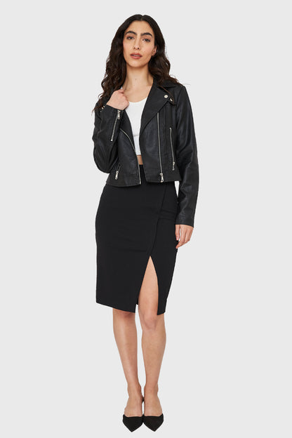 Chaqueta Biker Corta Ecocuero Negro