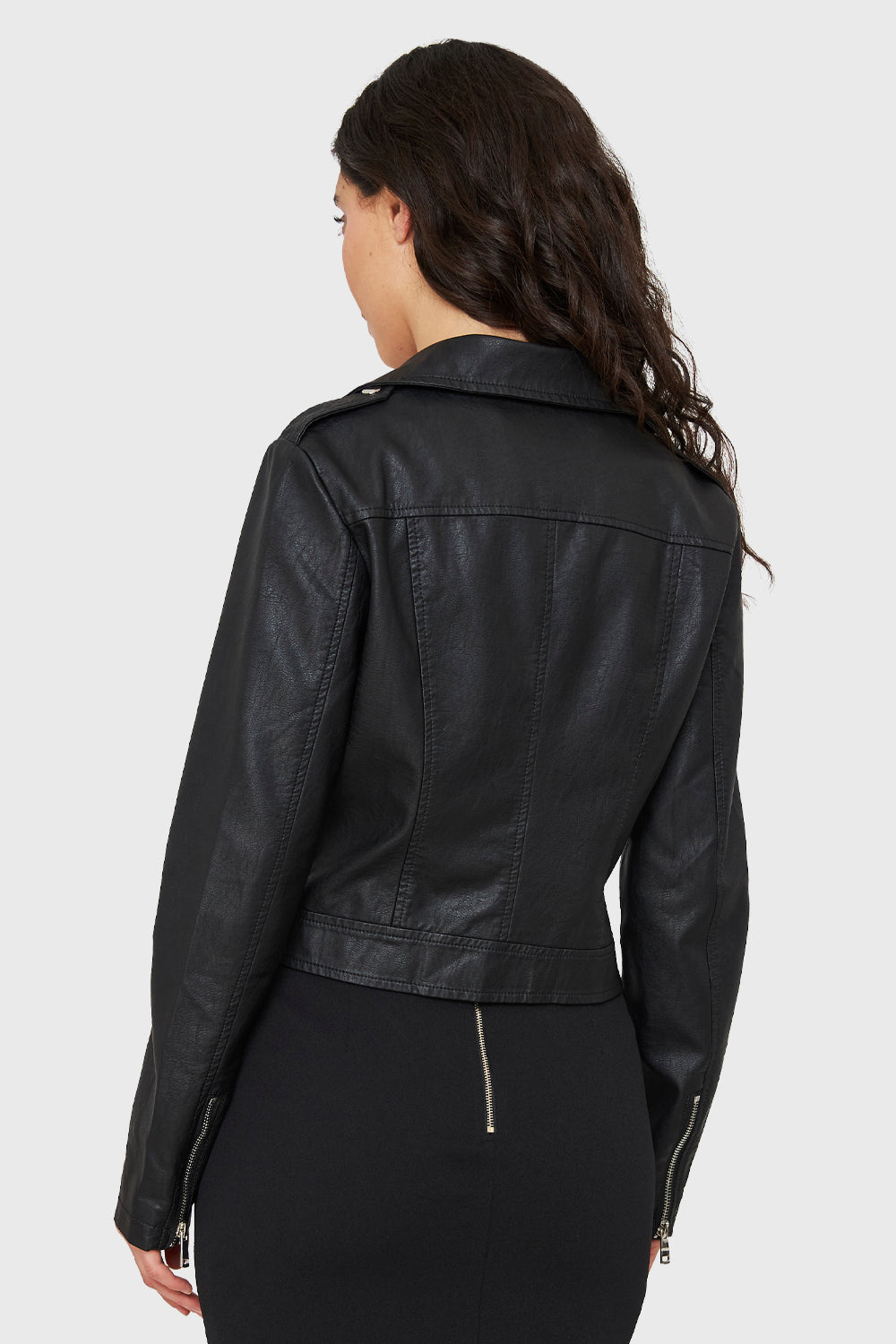 Chaqueta Biker Corta Ecocuero Negro