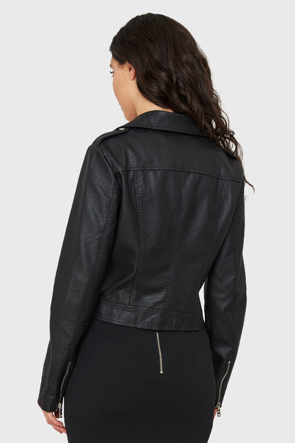 Chaqueta Biker Corta Ecocuero Negro