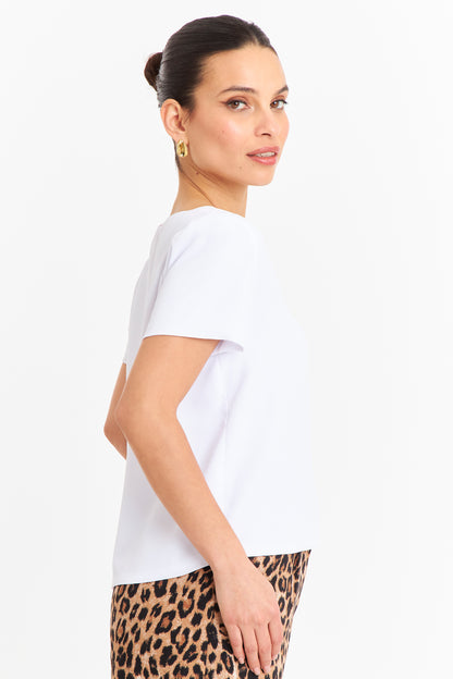 Blusa Cuello V Tipo Gasa Blanco