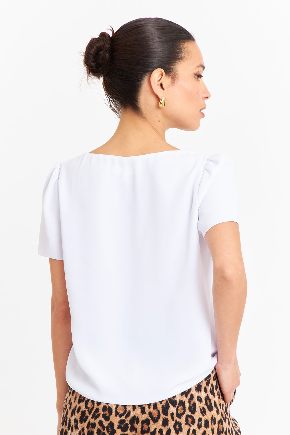 Blusa Cuello V Tipo Gasa Blanco