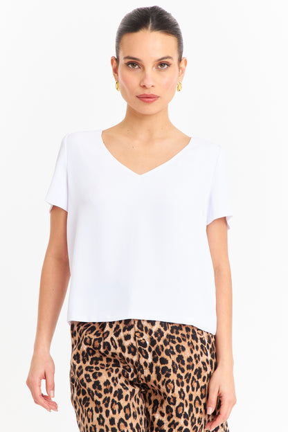 Blusa Cuello V Tipo Gasa Blanco