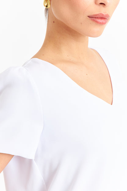 Blusa Cuello V Tipo Gasa Blanco