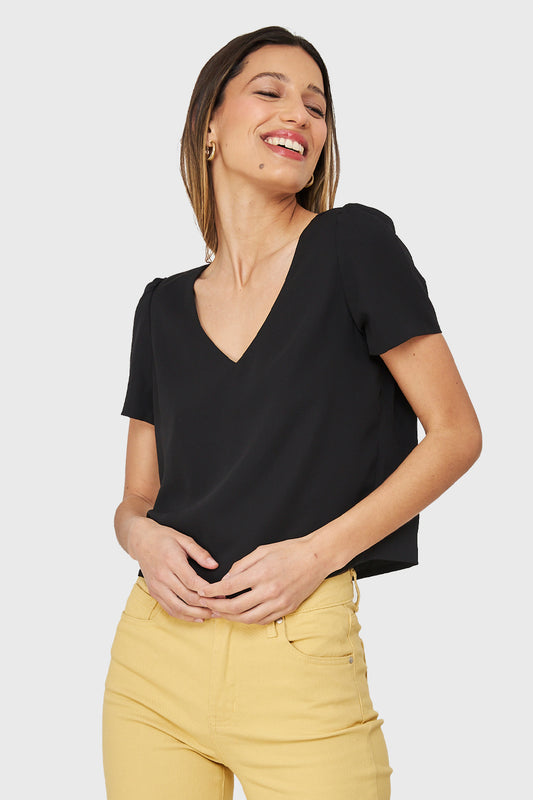 Blusa Tipo Gasa Negro