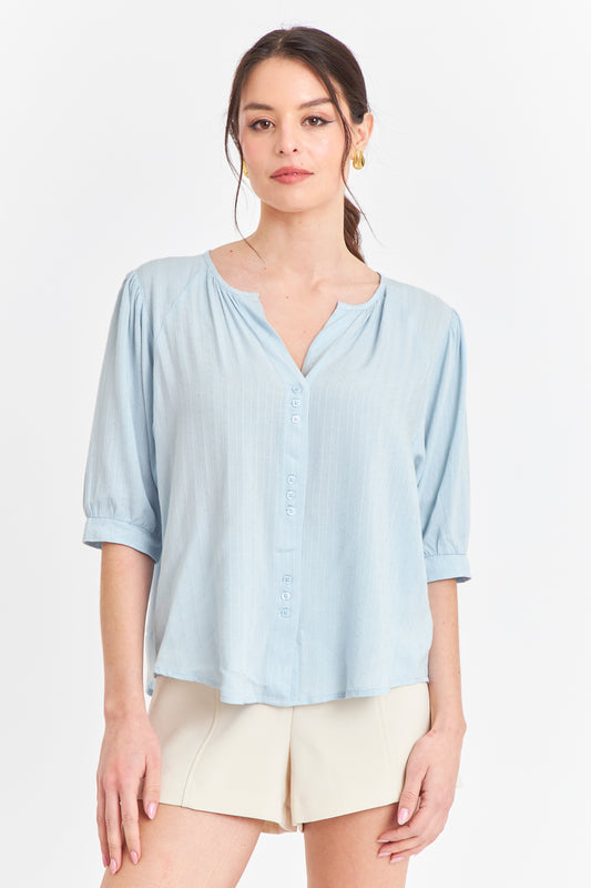 Blusa Holgada Celeste