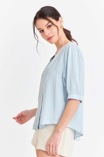 Blusa Holgada Celeste