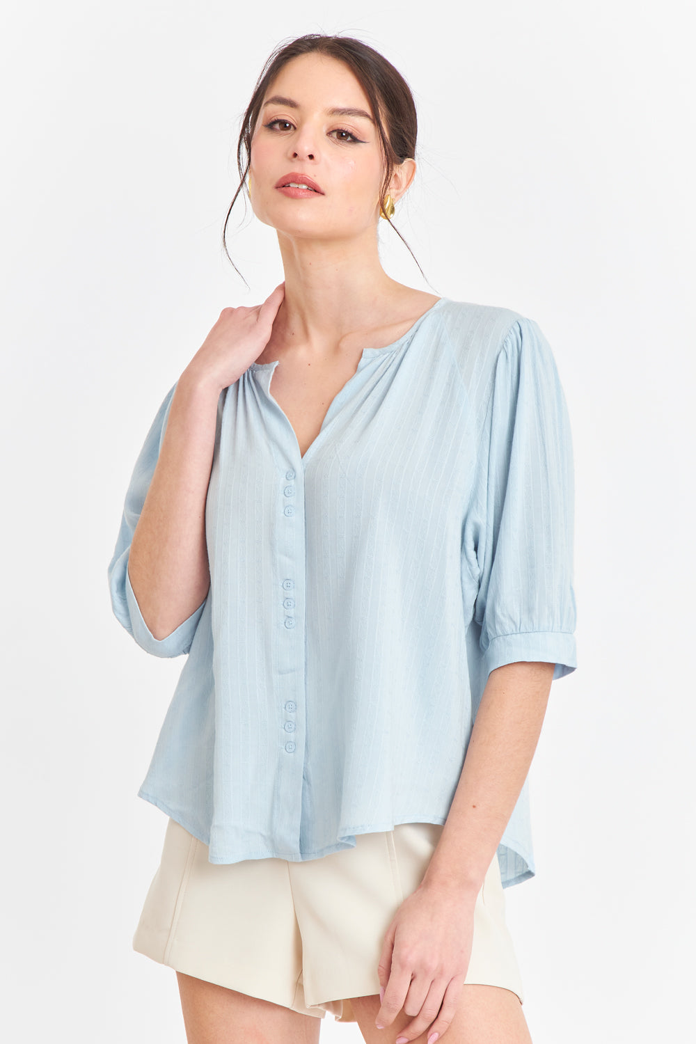 Blusa Holgada Celeste