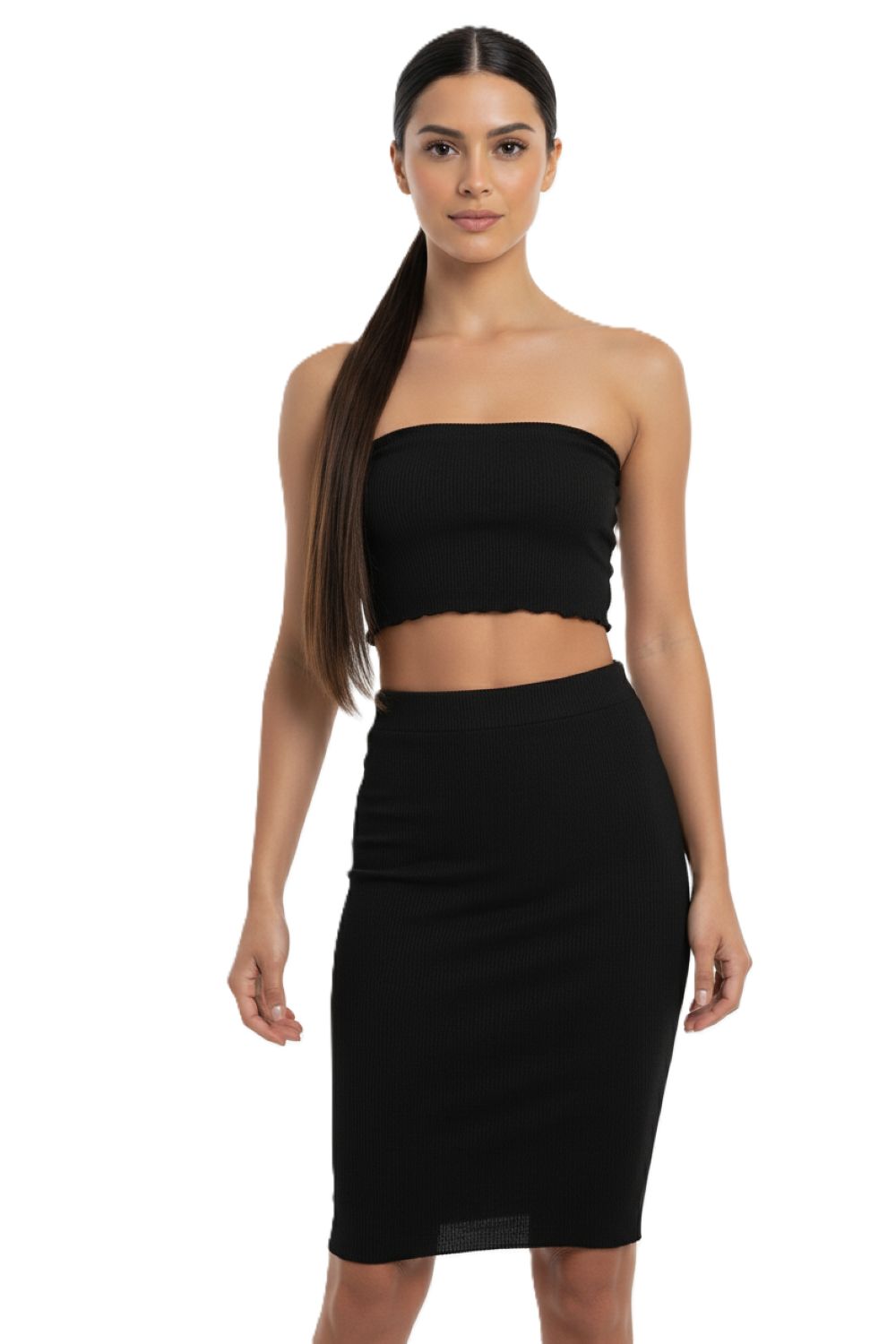 Top Strapless Elasticado Negro