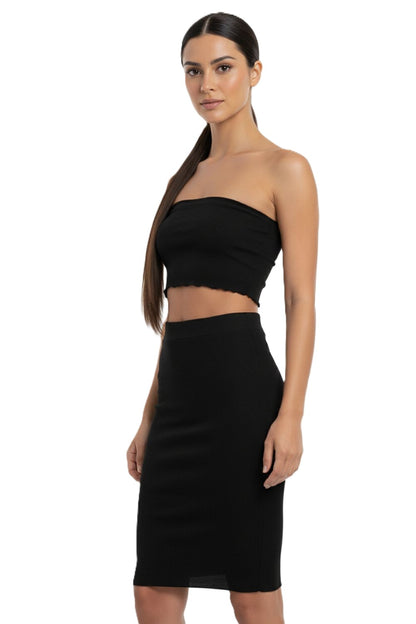 Falda Midi Elasticada Negro