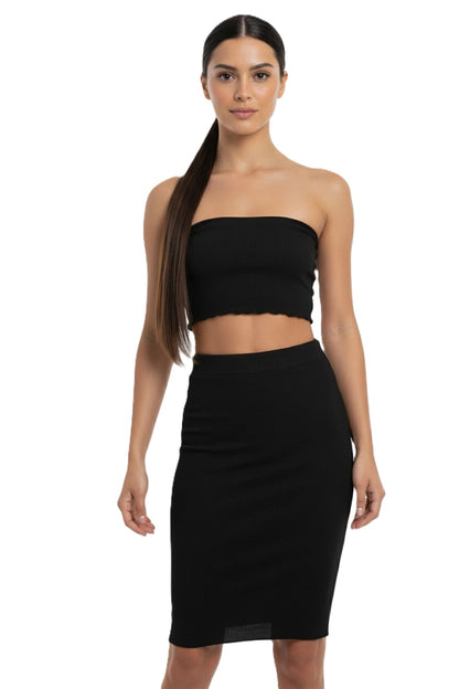 Falda Midi Elasticada Negro