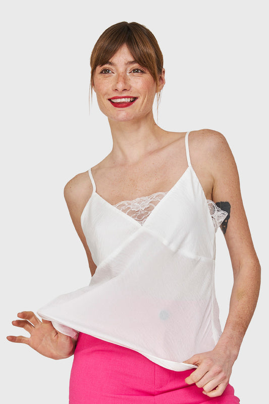 Top Lencero Con Encaje Blanco