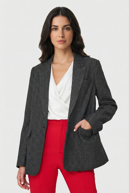 Blazer Patrón Espiga Grafito