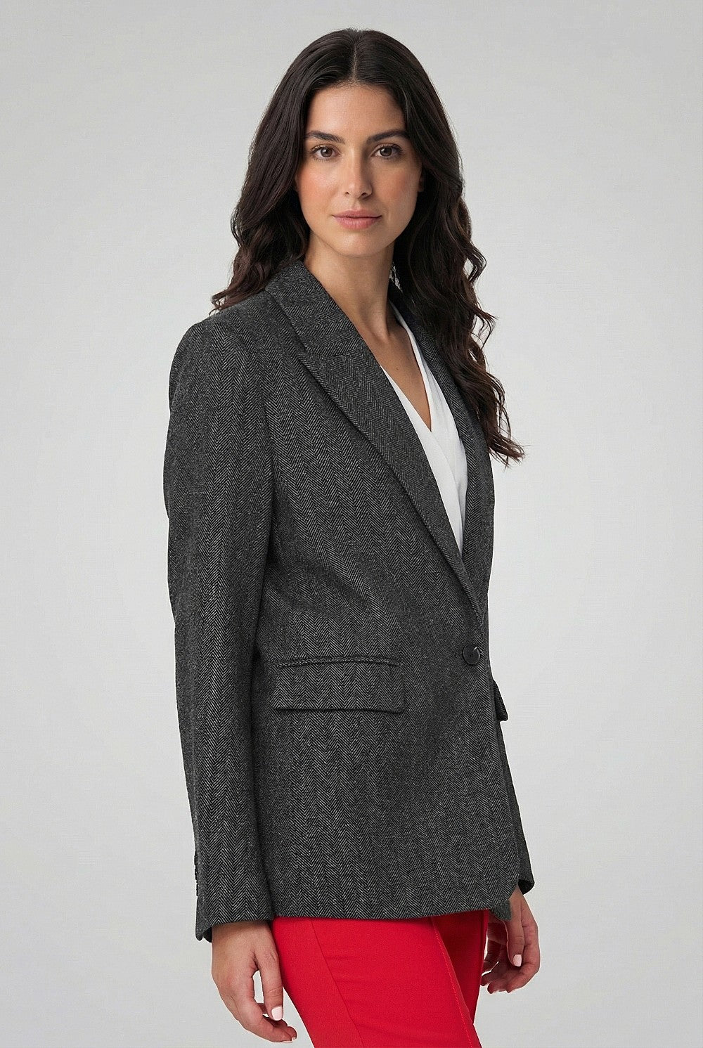 Blazer Patrón Espiga Grafito