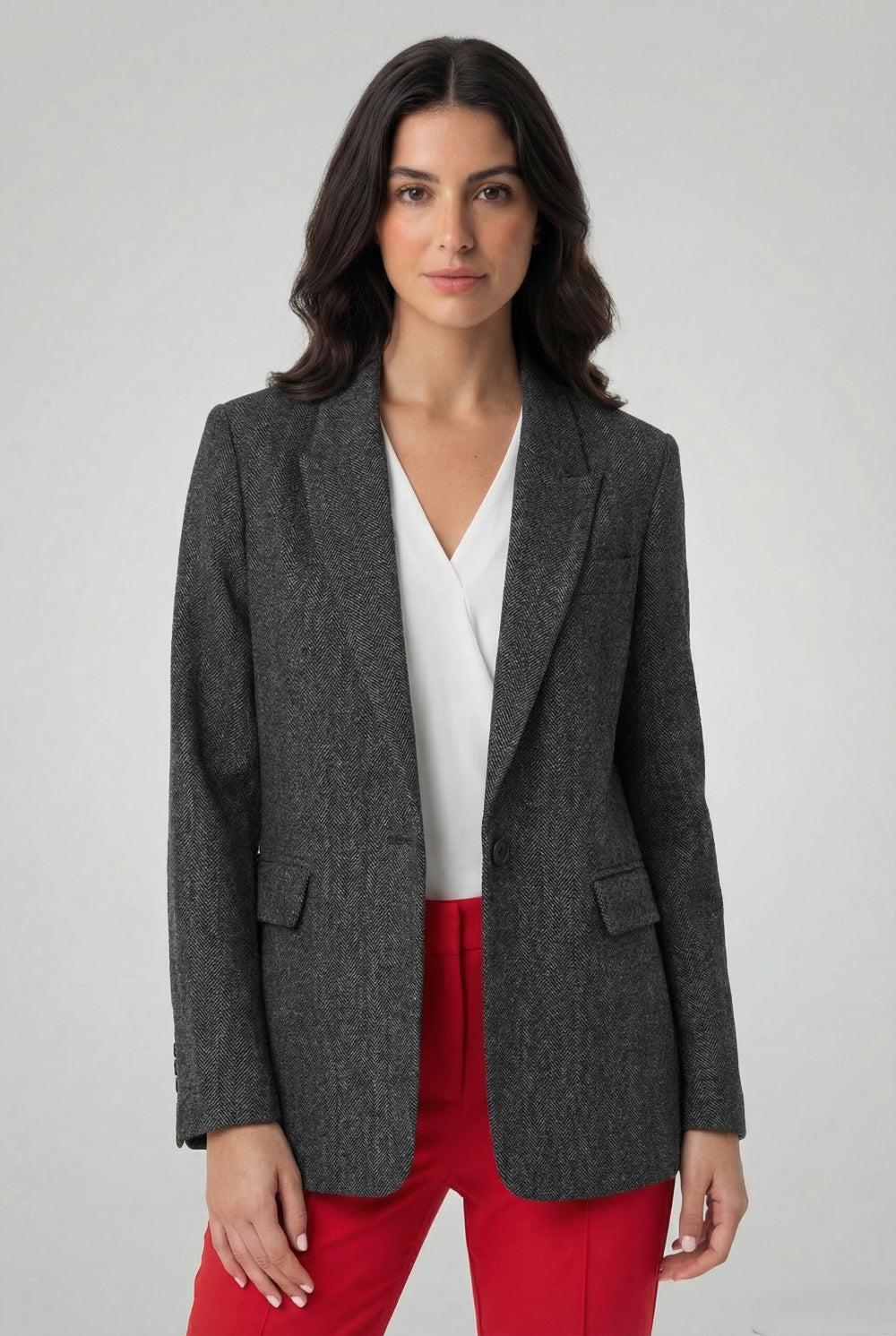 Blazer Patrón Espiga Grafito
