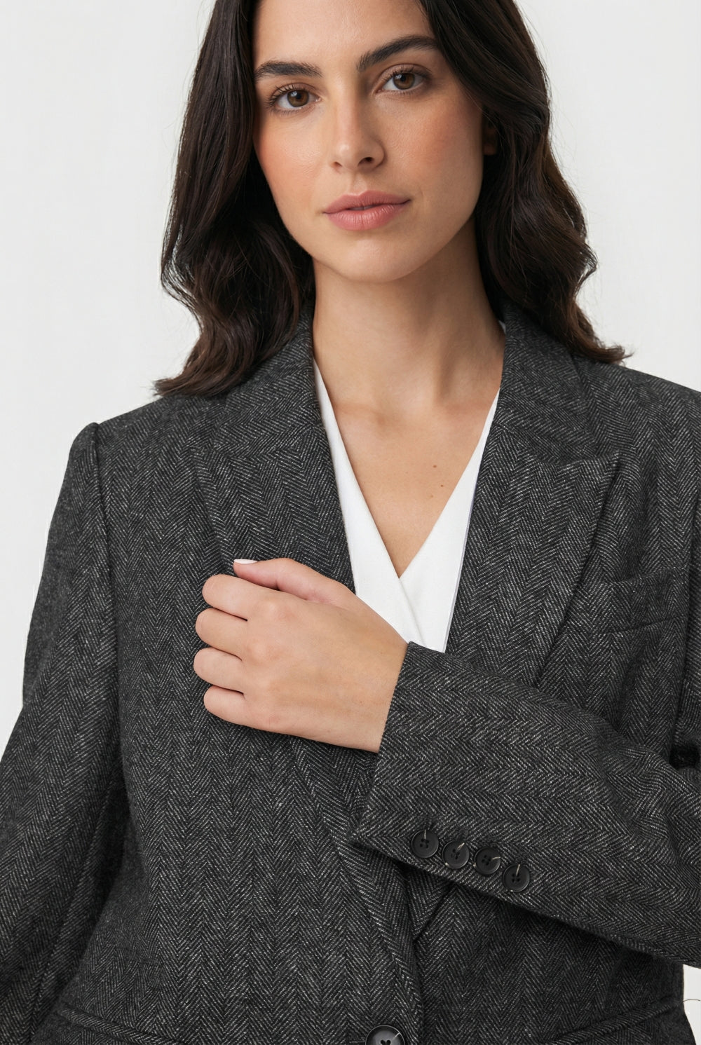 Blazer Patrón Espiga Grafito