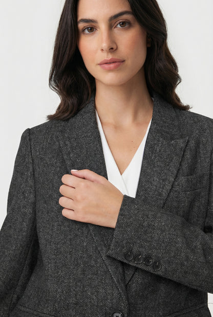 Blazer Patrón Espiga Grafito