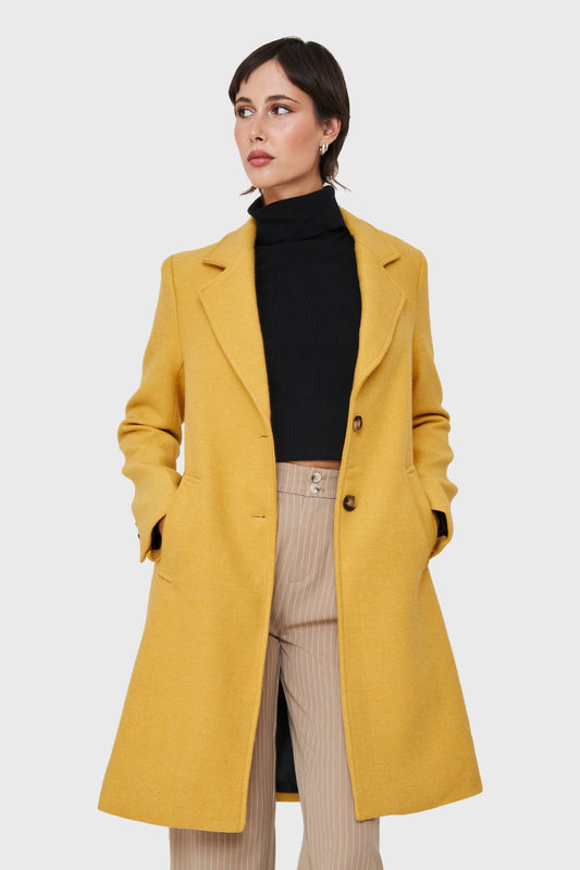 Abrigo Tipo Paño Dos Botones Amarillo