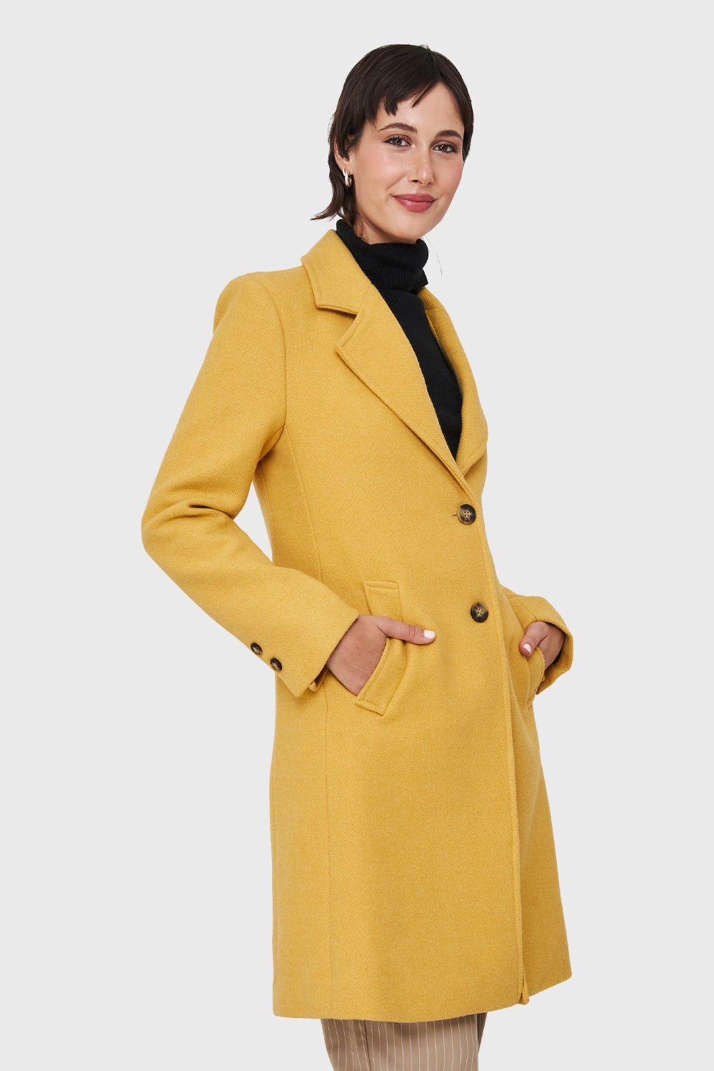 Abrigo Tipo Paño Dos Botones Amarillo – Nicopoly